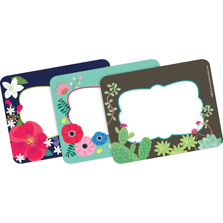 Barker Creek Petals & Prickles Name Tags/Self-Adhesive Labels, Multi-Design Set, 45/Pack 1545